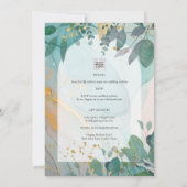 Invitation LeahG encre de seaglass Turquoise or vert Mariage  (Dos)