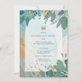 Invitation LeahG encre de seaglass Turquoise or vert Mariage  (Dos)