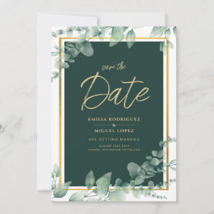 Invitation LeahG Eucalyptus Green Gold MARIAGE QR CODE