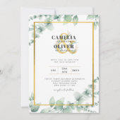 Invitation LeahG Eucalyptus Green Gold MARIAGE QR CODE (Devant)