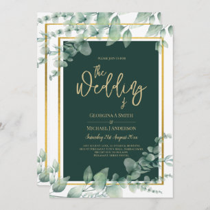 Invitation LeahG Eucalyptus Green Gold MARIAGE QR CODE