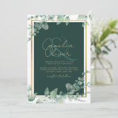 Invitation LeahG Eucalyptus Green Gold MARIAGE QR CODE (Debout devant)