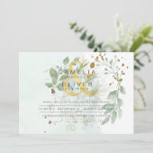 Invitation Leahg Eucalyptus Green Gold Mariage QR CODE IN (Debout devant)