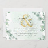 Invitation Leahg Eucalyptus Green Gold Mariage QR CODE IN (Devant)
