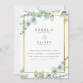 Invitation LeahG Eucalyptus Green Gold MARIAGE QR CODE Inv (Devant)