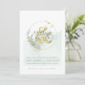 Invitation LeahG Eucalyptus Green Mariage or QR CODE INV (Debout devant)