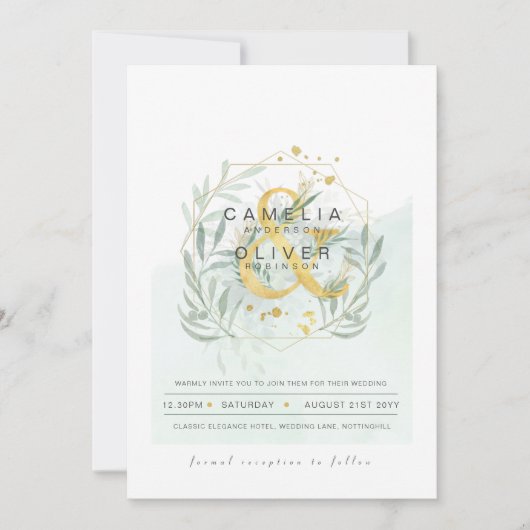 Invitation LeahG Eucalyptus Green Mariage or QR CODE INV (Devant)