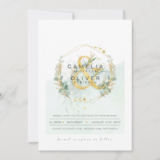 Invitation LeahG Eucalyptus Green Mariage or QR CODE INV (Devant)