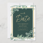 Invitation LeahG Eucalyptus Verdure Or CODE QR DE MARIAGE (Devant)
