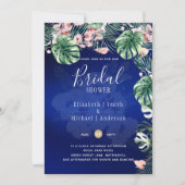 Invitation LeahG FÊTE DES MARIÉES florale bleu tropical rose (Devant)