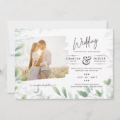 Invitation LeahG Feuilles de la verdure PHOTO OVERLAY Mariage (Devant)