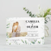 Invitation LeahG Feuilles de la verdure PHOTO OVERLAY Mariage (Debout devant)