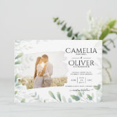 Invitation LeahG Feuilles de la verdure PHOTO OVERLAY Mariage (Debout devant)