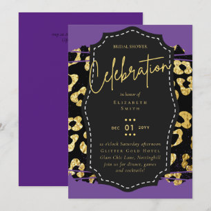 Invitation LeahG Glam Or Rose Imprimés Animaux Mariage