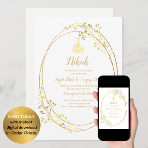 Invitation LeahG Gold White Islam Mariage invite