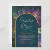 Invitation LeahG Green Purple Gold JEWEL TONES Mariage INVITE (Devant)