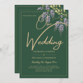 Invitation LeahG Green Purple WISTERIA Wedding INVITE (Devant / Derrière)