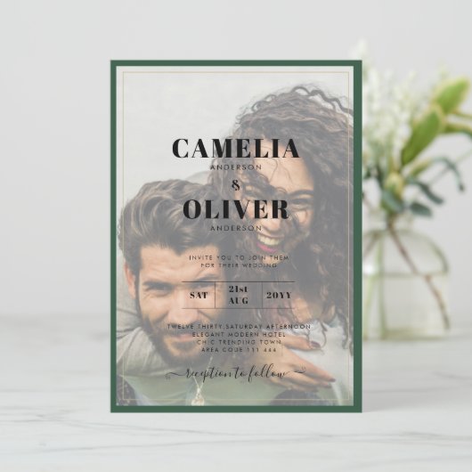 Invitation LeahG Green Purple WISTERIA Wedding INVITE (Debout devant)