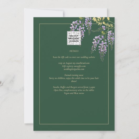 Invitation LeahG Green Purple WISTERIA Wedding INVITE (Dos)