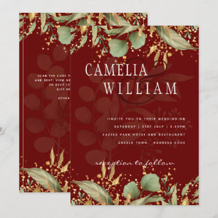 Invitation LeahG Greenery Gold Wedding Invitez DE NOMBREUSES