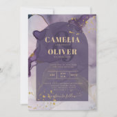 Invitation LeahG Ink Ombre violet Lavender Mariage or (Devant)