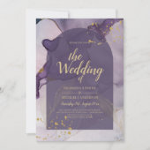 Invitation LeahG Ink Ombre violet Lavender Mariage or (Devant)