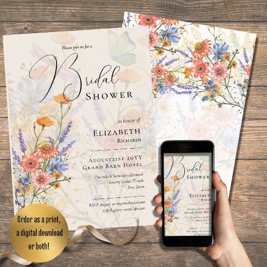 Invitation LeahG Mariage de fleurs florales Boho printemps ét