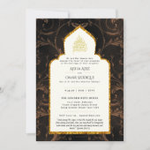 Invitation LeahG Mariage islamique Noir Or moderne Élégant (Devant)