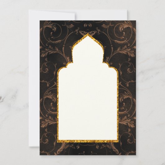Invitation LeahG Mariage islamique Noir Or moderne Élégant (Dos)