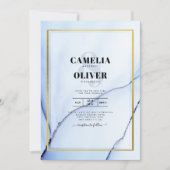 Invitation LeahG Marine Blue Gold INK Mariage Abstrait INVITE (Devant)