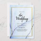 Invitation LeahG Marine Blue Gold INK Mariage Abstrait INVITE (Devant)