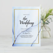 Invitation LeahG Marine Blue Gold INK Mariage Abstrait INVITE (Debout devant)