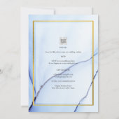Invitation LeahG Marine Blue Gold INK Mariage Abstrait INVITE (Dos)