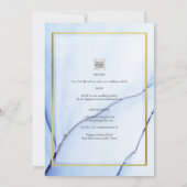 Invitation LeahG Marine Blue Gold INK Mariage Abstrait INVITE (Dos)