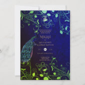 Invitation LeahG Peacock Bleu Islam Mariage invite (Devant)