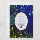 Invitation LeahG Peacock Bleu Islam Mariage invite (Devant)
