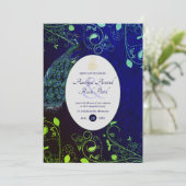 Invitation LeahG Peacock Bleu Islam Mariage invite (Debout devant)