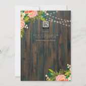 Invitation LeahG Pêche Rustique Mariage Floral de corail (Dos)