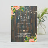 Invitation LeahG Pêche Rustique Mariage Floral de corail (Debout devant)