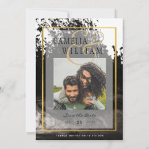 LeahG PHOTO Mariage Noir Or INK Save Date