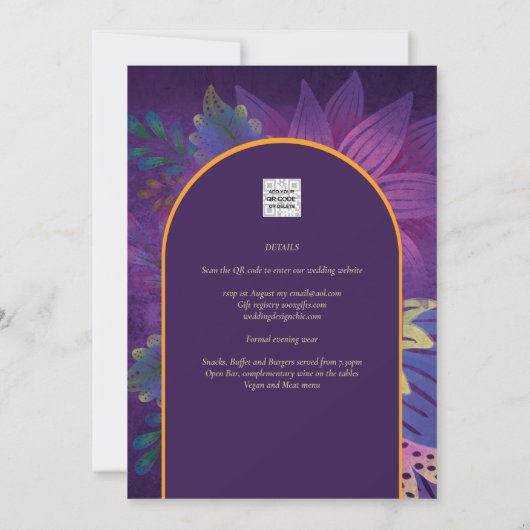 Invitation LeahG Plum Purple Gold JEWEL TONES Mariage INVITE (Dos)
