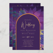 Invitation LeahG Plum Purple Gold JEWEL TONES Mariage INVITE (Devant / Derrière)