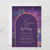 Invitation LeahG Plum Purple Gold JEWEL TONES Mariage INVITE (Devant)