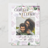 Invitation LeahG Prune Fleur Mariage Automne Hiver (Devant)