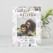 Invitation LeahG Prune Pourpre Baie Floral Mariage Automne Hi (Debout devant)