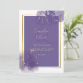 Invitation LeahG PURPLE OR Mariage Lavande ALCOOL ENCRE (Debout devant)