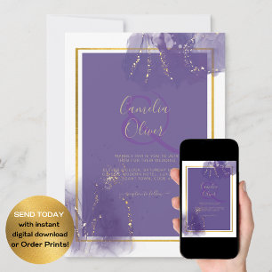 Invitation LeahG PURPLE OR Mariage Lavande ALCOOL ENCRE