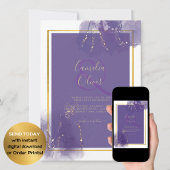 Invitation LeahG PURPLE OR Mariage Lavande ALCOOL ENCRE