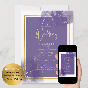 Invitation LeahG PURPLE OR Mariage Lavande ALCOOL ENCRE