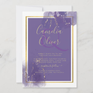 Invitation LeahG PURPLE OR Mariage Lavande ALCOOL ENCRE